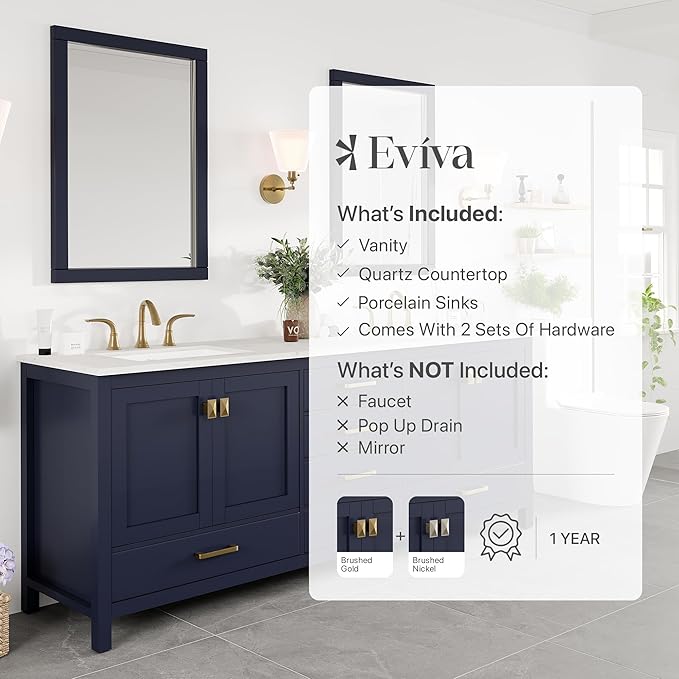 Eviva Aberdeen 84 in. Blue Double Sink Bath Vanity with Carrara Quartz Top and Undermount Porcelain Sinks