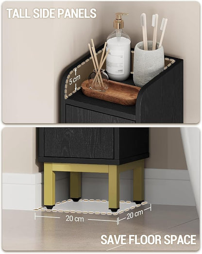 Hzuaneri Slim Bathroom Storage Cabinet, Narrow Bathroom Organizers,2 Doors | Narrow Bathroom Storage with 4 Adjustable Feet, Laundry Room Organization for Small Space,Kitchen, Black BC22404G