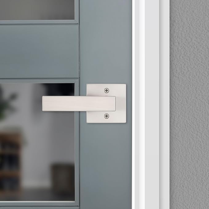 Kwikset Singapore Dummy Door Handle, Single Sided Lever for Closets, French Double Doors, and Pantry, Satin Nickel Non-Turning Reversible Interior Push/Pull Lever, with Microban Protection
