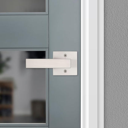Kwikset Singapore Dummy Door Handle, Single Sided Lever for Closets, French Double Doors, and Pantry, Satin Nickel Non-Turning Reversible Interior Push/Pull Lever, with Microban Protection