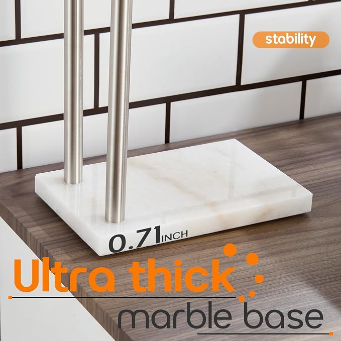 Free Standing Towel Rack Brushed Nickel 2-Tier Hand Towel Bars for Bathroom Vanity Countertop with Thicken Steady Marble Base, Stainless Steel AN7003BR