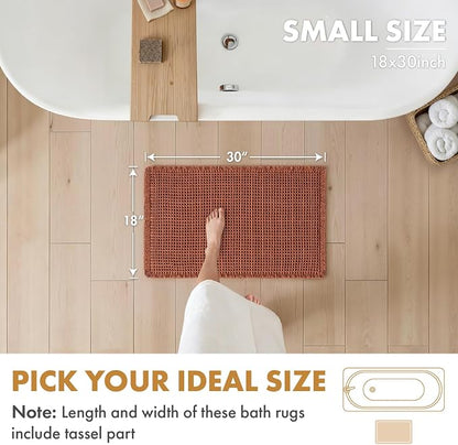 MIULEE Fall Rust Set of 2 Waffle Bathroom Rugs Boho Bath Mat 18x30 Inch | Non Slip, Super Absorbent, Washable, Ultra Soft, Rubber Backed Bath Rugs for Bathroom Floor Tub Shower