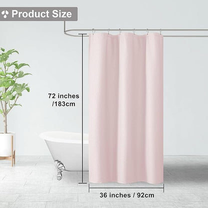 OVZME Berry Stall Fabric Shower Curtain 36 x 72 Inch - Soft & Waffle Small Pink Shower Curtain for Bathroom with Texture for Narrow Stall Size, Machine Washable Water Resistance, Hotel Style, Pink
