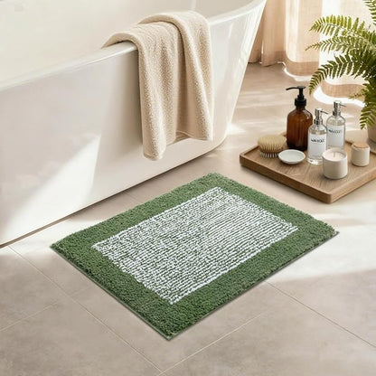 Bathroom Rugs 24x17 Non Slip Washable, Matcha Green Bath Mat for Bathroom Floor Tub, Soft Absorbent Quick Dry Mats for Shower, Bathtub,Home Decor