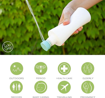 CuloClean Portable Bidet for Toilet or Travel. Peri Bottle for Men and Women. Handheld Spray. Bath Essentials (Aquamarine)