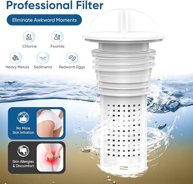 Filtered Bidet Attachment for Toilet Seat, Suitable for Most Toilet Tank, Ultra-Slim Non-Electric Bidet Sprayer，Adjustable Water Pressure，Dual Nozzle Front/Rear Cleaning (White)