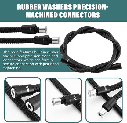 Shower Hose 59-Inch Extra Long Shower Hose-Replacement-PVC Encapsulated Stainless Steel Core,Rust-Resistant &No Teflon Tape Needed,Flexible&Kink-Resistant for Handheld Shower Heads Pets,RV Black