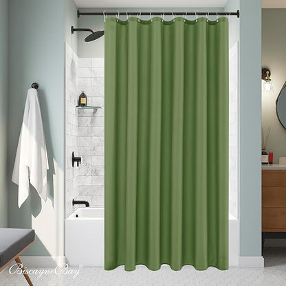 Fabric Shower Curtain Liner 72x72 Inch-Sage Standard Size Shower Liners | Hotel Quality Water Resistant Shower Liners for Bathroom-Machine Washable Cloth Polyester Bath Curtain-Rental Apartment Home