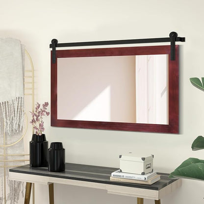 COGOOD Farmhouse Bathroom Mirrors for Over Sink - 30 x 41 Espresso | Rustic Barn Door Wood Framed Vanity Mirror for Entryway, Living Room, Bedroom, Dresser Wall Decor