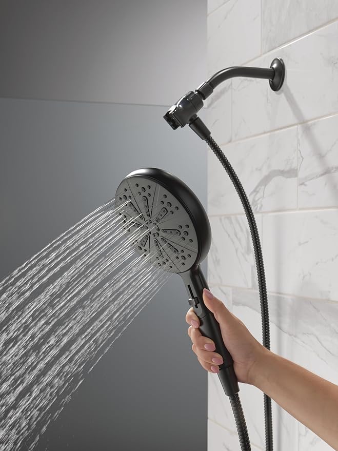 Delta Nicoli 14 Series Matte Black Bathtub Shower Faucet Set with Handheld Shower Head, Valve Trim Kit, Matte Black 144749-BL-HS (Valve Included)