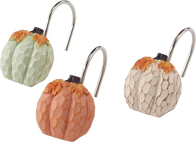 Avanti Linens - Shower Curtain Hooks, Fall Home Decor, Set of 12 (Grateful Patch Collection)