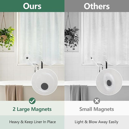Seenus Waterproof Translucent Stall Shower Curtain Liner 36 x 72 Inch, Bpa-Free EVA Plastic Shower Liner with 2 Extra-Large Magnets, 36''W Narrow Frosted Bathroom Curtain for Shower Privacy