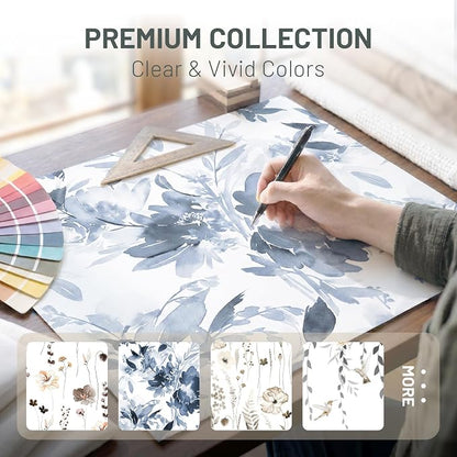 No Hook Floral Shower Curtain with Liner, Aqua Blue, 54x80 | Snap in Liner, 3 in 1, Water Repellent, Easy Install, Machine Washable, Hotel Style for Bathroom, Watercolor Pattern