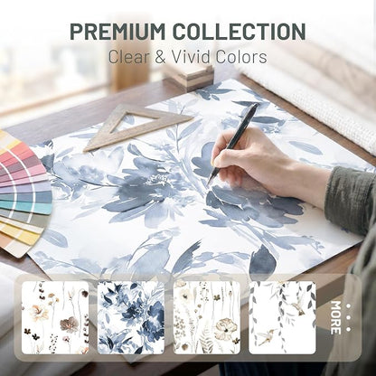 No Hook Floral Shower Curtain with Liner, Aqua Blue, 71x86 | Snap in Liner, 3 in 1, Water Repellent, Easy Install, Machine Washable, Hotel Style for Bathroom, Watercolor Pattern
