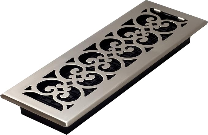 Decor Grates SPH414-NKL Floor Register, 4x14, Brushed Nickel Finish