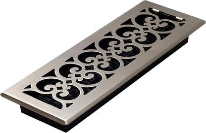 Decor Grates SPH414-NKL Floor Register, 4x14, Brushed Nickel Finish