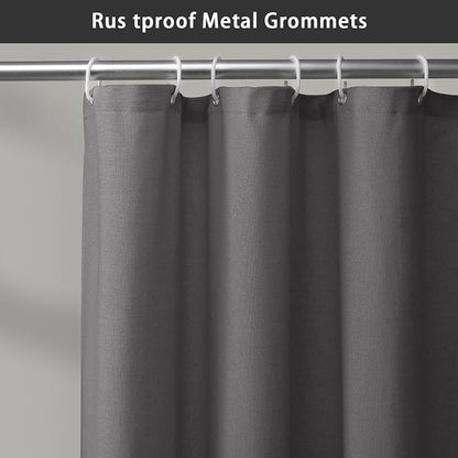 Farmhouse Shower Curtain Button Grey-Grey Stripe 72" W x 72" L | Farmhouse Style, Chic Button, Striped, Linen Fabric, Rustic, Country, Natural Look, Washable, for Bathroom Bathtub