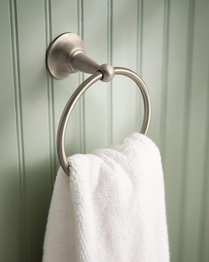 Moen DN6886BN Sage Single Post Bathroom Hand -Towel Ring, Spot Resist Brushed Nickel (Pack of 2)