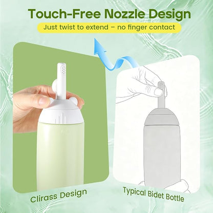 Rotatable Nozzle Portable Bidet – 360ml Touch-Free Nozzle Peri Bottle, Leak-Proof Travel Handheld Bidet for Postpartum Care, Personal Hygiene, Camping & Outdoor Use (Green)
