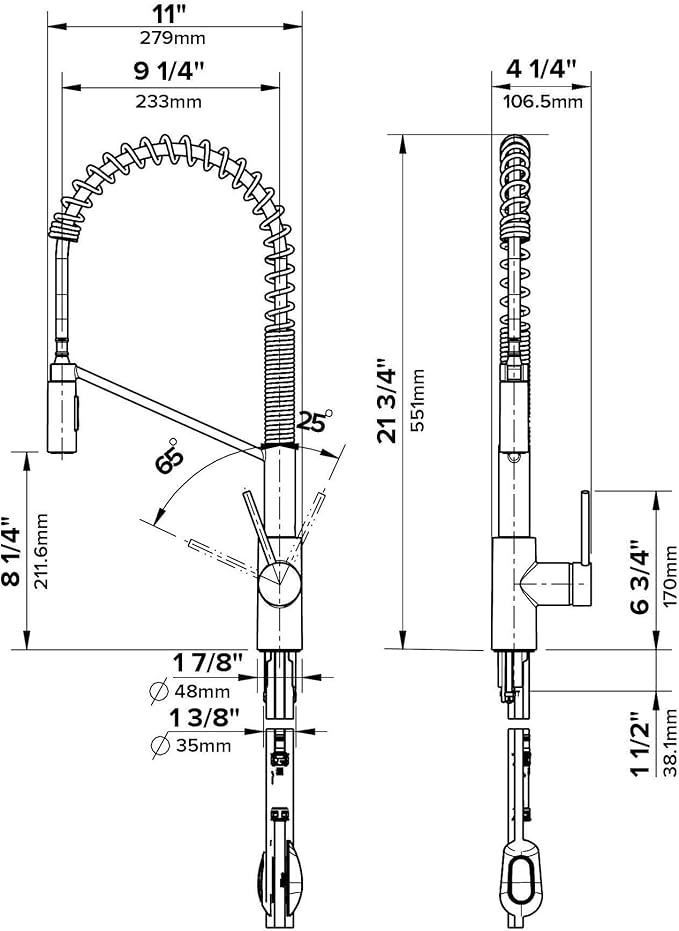 KRAUS Oletto Commercial Style Single Handle Pull Down Kitchen Faucet with QuickDock Top Mount Installation Assembly in Chrome, KPF-2631CH