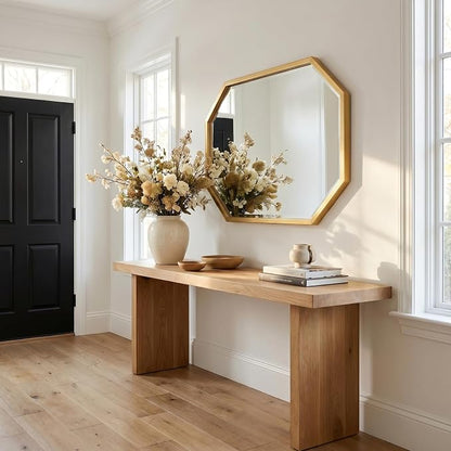 24x36 Inch Octagon Mirror for Bathroom Gold Wall Mirror Rectangle Mirror | Gold Bathroom Mirror Metal Frame Wall Mirror Decorative Rustic Accent Vanity Mirror Hanging for Over Sink Entryway