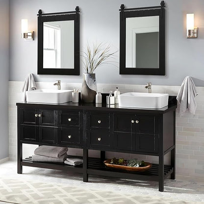 Besdomus Black Bathroom Farmhouse Mirror: 24"x36" Large Barn Door Solid Cedar Wood Frame Vanity Mirror - Wall Mounted Mirror for Entryway/Bathroom/Living Room - Rustic Home Decor for Housewife