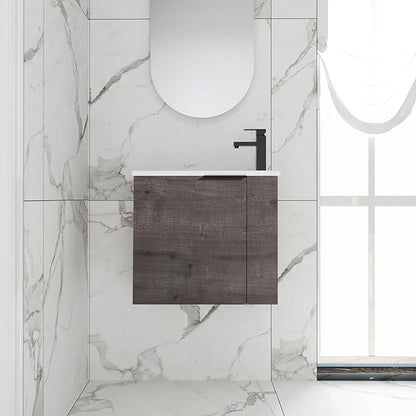 22 Inch Wall Mounted Bathroom Vanity, 22'' Floating Bathroom Vanity with Sink, Single Sink Cabinet Combo, Modern Storage Cabinet, with Soft Closing Door, Grey