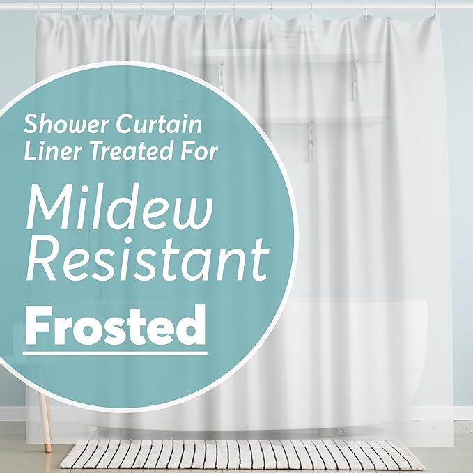 BigFoot Shower Curtain – 72 x 72 PEVA Heavy Duty Shower Curtain with Rustproof Metal Grommet and 3 Magnetic Weights – Odor Free and Compatible with Standard Showers, Frosted