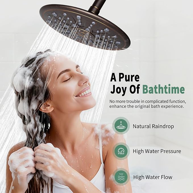 SunCleanse Oil Rubbed Bronze Shower System, Shower Faucet Sets Complete with Rain Shower Head and 7-Settings Handheld Shower Spray, Included Rough in Valve and Trim Kit