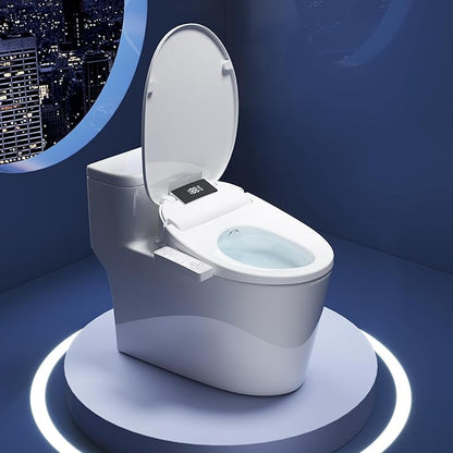 Toilet Bidet Seat, Instant Warm Water, Self-Cleaning Nozzle, Multiple Spraying Modes, Electric Heated Seat, Warm Air Drying, Soft Closed Lid, Display Screen, Requires Electricity, Elongated