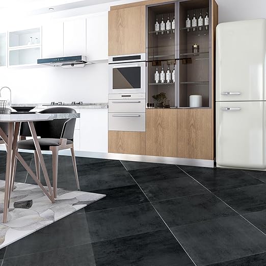 Art3dwallpanels Peel and Stick Floor Tiles 30-Pack 12x12 inch Black Marble | Self Adhesive, Waterproof Vinyl Flooring, Marble Pattern, for Kitchen, Dining Room, Bedrooms, Cover 30 Sq. Ft