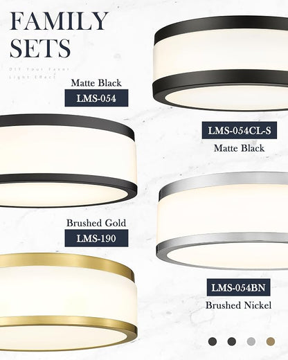 12 Inch Black LED Flush Mount Ceiling Light, Modern 18W Dimmable Semi Flush Mount Round Ceiling Light for Bedroom, Kitchen, Hallway, Bathroom, 5CCT, LMS-054CL-BKS