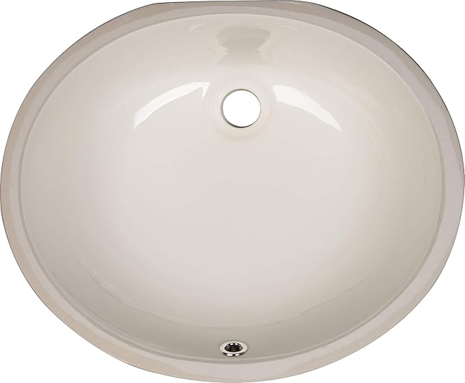 MSI 17.0” (L) x 14.125” (W) x 7.75” (H) Oval Porcelain Ceramic Undermount Bathroom Vanity Vessel Sink, Bisque