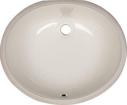 MSI 17.0” (L) x 14.125” (W) x 7.75” (H) Oval Porcelain Ceramic Undermount Bathroom Vanity Vessel Sink, Bisque
