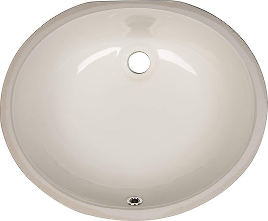 MSI 17.0” (L) x 14.125” (W) x 7.75” (H) Oval Porcelain Ceramic Undermount Bathroom Vanity Vessel Sink, Bisque