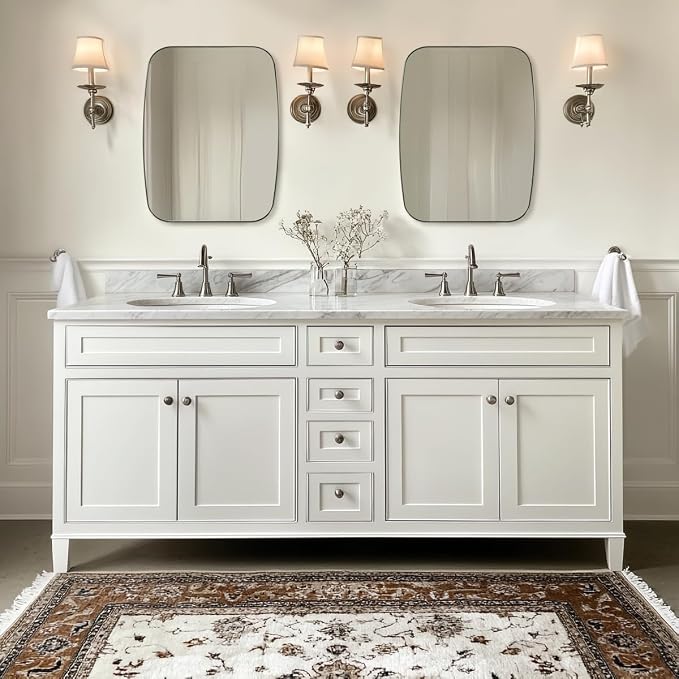 Oval Mirror for Bathroom, 24x30 Brushed Nickel Oblong Bathroom Mirror for Vanity with Stainless Steel Metal Frame, Modern Anti Rust Wall Mounted