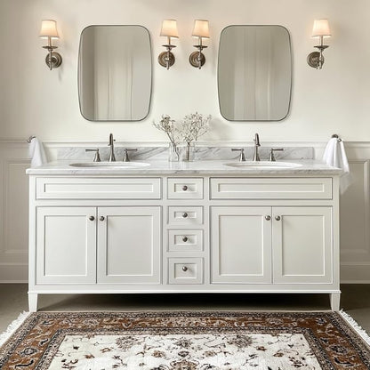 Oval Mirror for Bathroom, 24x30 Brushed Nickel Oblong Bathroom Mirror for Vanity with Stainless Steel Metal Frame, Modern Anti Rust Wall Mounted