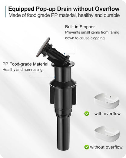 Oil Rubbed Bronze Bathroom Faucet 1 Hole, Brass Tall Bathroom Faucet Single Handle, 360 Degree Swivel Bath Faucet, Vessel Sink Faucet Bathroom Faucets with Pop-up Drain & Aerator for Farmhouse