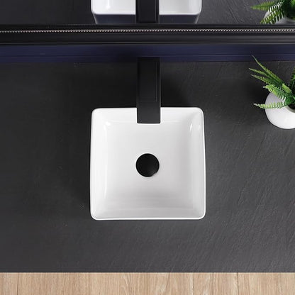 Vessel Sink 12"x12" Rectangular Bathroom Sink Modern White Porcelain Ceramic Above Counter Drop-in Vanity Sink for Bathrooms Art Basin