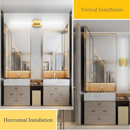 Ralbay Matte Gold 40inch Bathroom Vanity Lights Fixtures Over Mirror 32W Modern LED Modern LED Gold Vanity Light for Bathroom(5500K White Light)