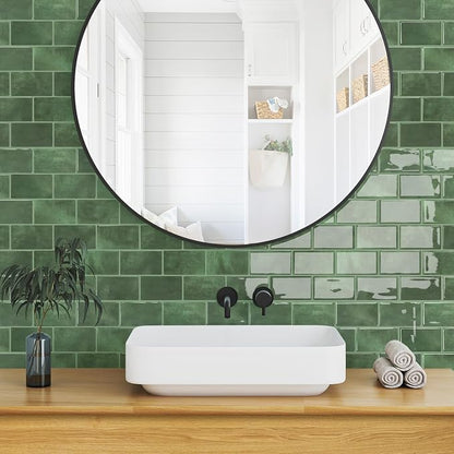 STICKGOO Subway Tile Peel and Stick Backsplash, Thicker Design 12" x 12" Stick on Backsplash Tiles for Kitchen, Bathroom, Wall Tile (10 Sheets, Sage Green)