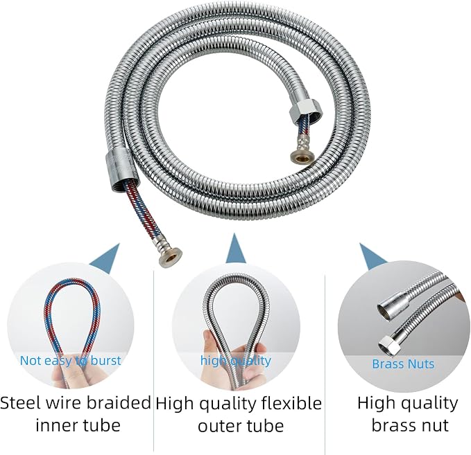 RV Shower Head with Hose, High Pressure 5 Setting Shower Head with Filter and On/Off, Water Saving Shower Head for RV/Camper, Travel Trailer, Motorhome,White，Save water (White)