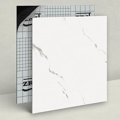 20-Pack Peel & Stick Floor Tiles 12 x 12 inch Vinyl Floor Self Adhesive Waterproof Flooring Planks DIY for Bathroom, Kitchen, Living Room, RV, Cover 20 Sq. Ft, White Vein Marble
