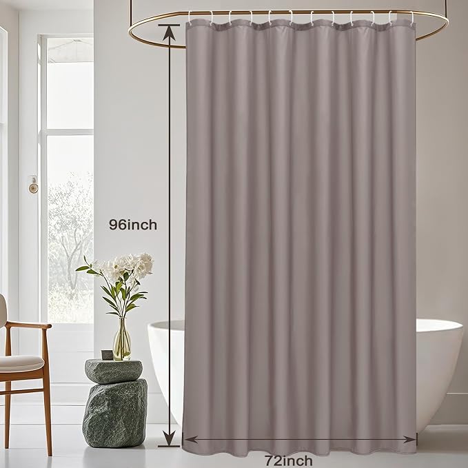 AooHome 72x96 inch Fabric Shower Curtain Liner, Water Repellent Extra Long Bathroom Curtain for Hotel with Hooks, Weighted Hem, Chocolate