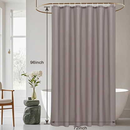 AooHome 72x96 inch Fabric Shower Curtain Liner, Water Repellent Extra Long Bathroom Curtain for Hotel with Hooks, Weighted Hem, Chocolate