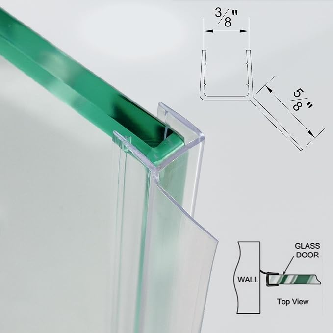 Shower Door Seal Strip Kits Set of 3 Polycarbonate Include 2 PCS 76" Side Seals and 1 PCS 36" Bottom Seal for 3/8"(10mm) Thick Glass