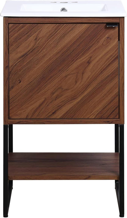 JONATHAN Y VAN1012B Juhl 20 in. W x 18 in. D x 33 in. H Chevron-Front Modern Minimalist 2-Shelf Bathroom Vanity Cabinet Only with Soft Closing Doors (Sink Basin Not Included), Walnut