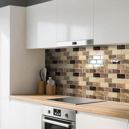 Art3d 10-Pack Subway Peel and Stick Backsplash, Yellow Jasper, 12 x 12 Inch | Thickened Design, No Warping, Durable, Self-Adhesive, Sturdy, for Kitchen, Bedroom, Ideal for New Home Buyers, Future Movers