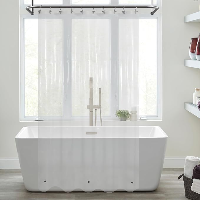 Mrs Awesome 54x78 Stall Shower Curtain Liner Clear | 3 Bottom Magnets,10 Rustproof Grommets,Water Proof Lightweight PEVA,54W x 78H for Shower Stall or RV Home Long Size