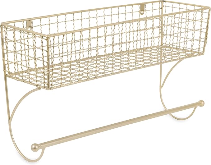 DII Rustic Bathroom Décor, Metal Storage, Large Towel Bar, Gold